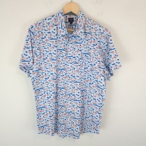 J. Crew Factory Men's Flamingo Novelty Print Short Sleeve Button Up Shirt